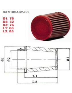 BMC Single Air Conical Filter - Straight - Diam 32mm