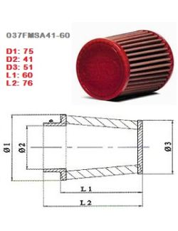 BMC Single Air Conical Filter - Straight - Diam 41mm