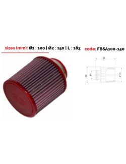BMC conical filter Single Air top in metal diam 100 mm