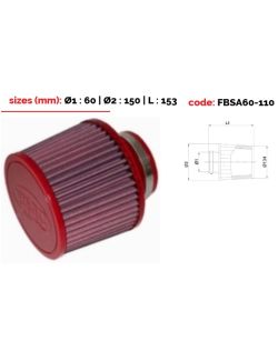 BMC conical filter Single Air top in metal diam 60 mm