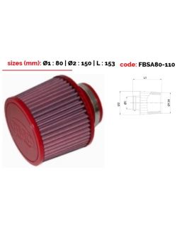 BMC conical filter Single Air top in metal diam 80 mm
