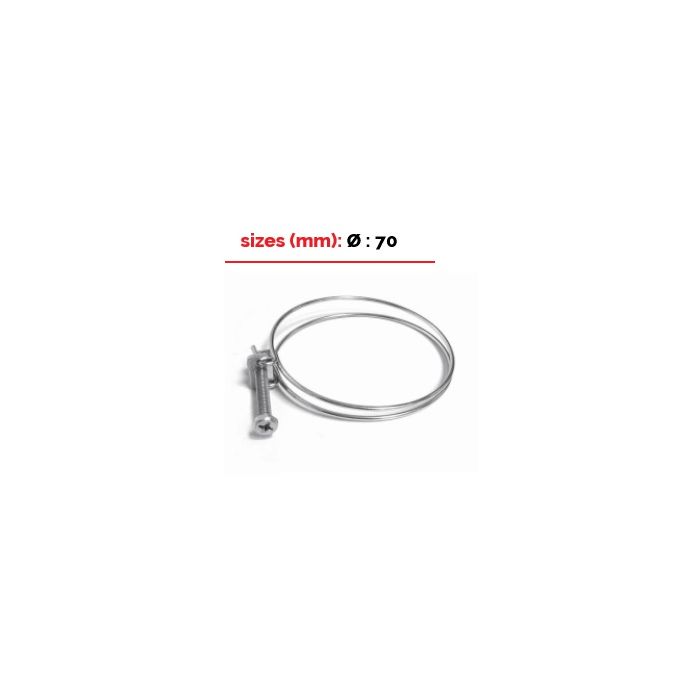 Inox clamp for rubber flexible tube 70mm