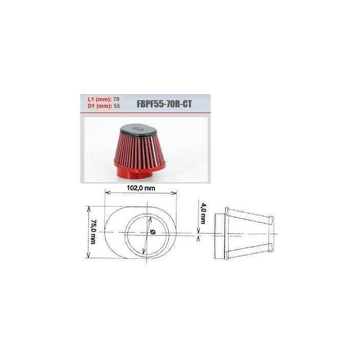 BMC Carbon Left Conical Motorcycle Carbu Filter, Diam 55mm