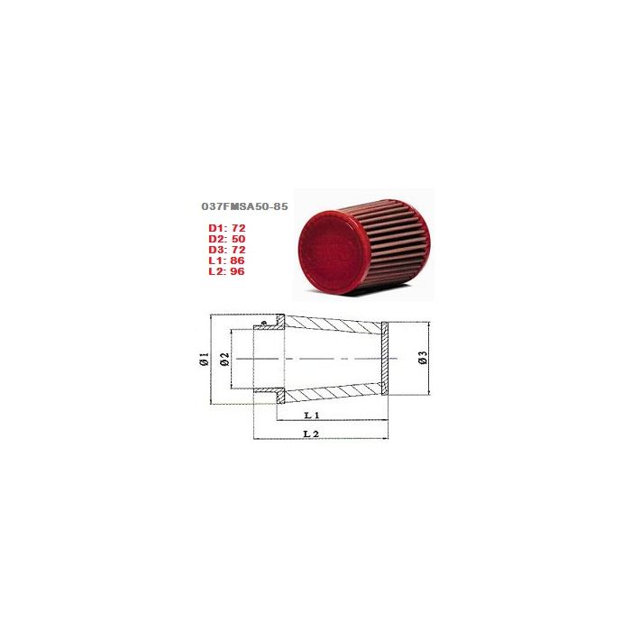 BMC Single Air Conical Filter - Straight - Diam 50mm