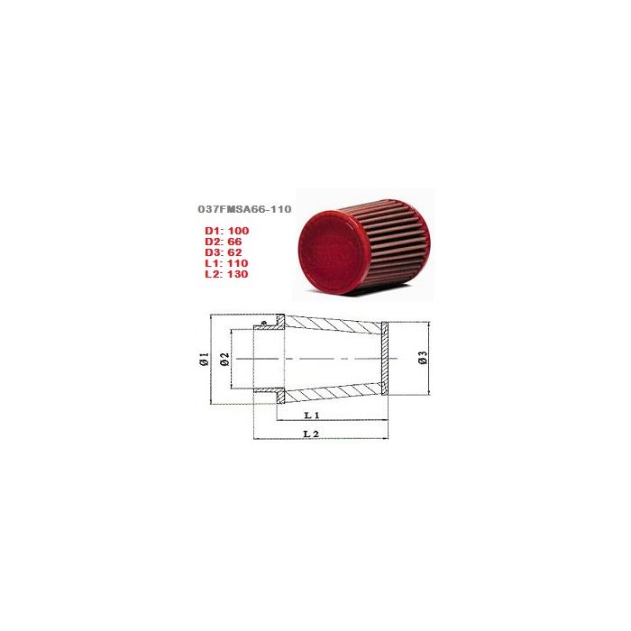 BMC Single Air Conical Filter - Straight - Diam 66mm